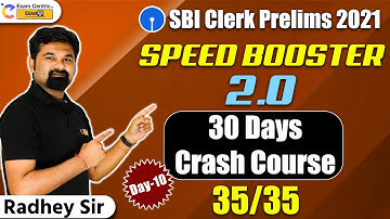 SBI Clerk Prelims 2021 | Speed Booster 2.0 |Day-10| Score 35/35 In Reasoning | Radhey Sir