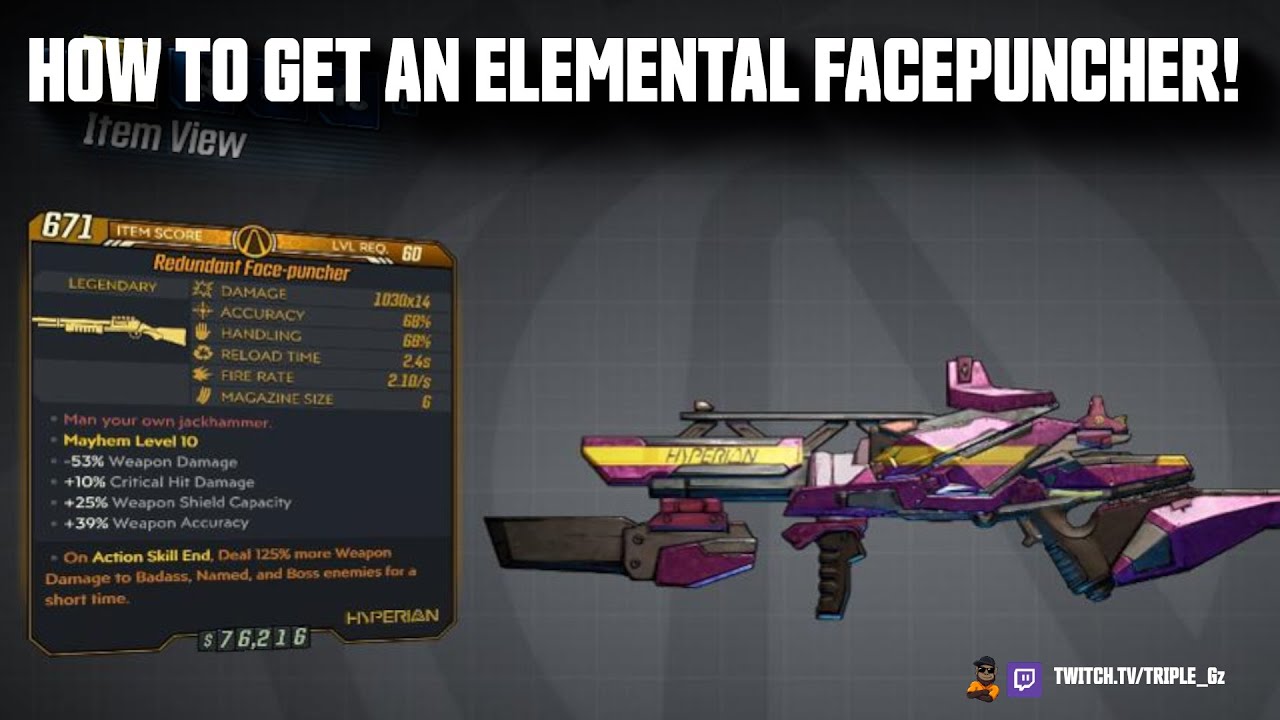 Borderlands 3 // How to get an Elemental Facepuncher