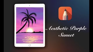 How to paint aesthetic purple sunset in iPad using autodesk Sketchbook app screenshot 2