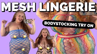 Mesh Bodystocking Lingerie Haul Try On Fishnet Dresses With Me 4K