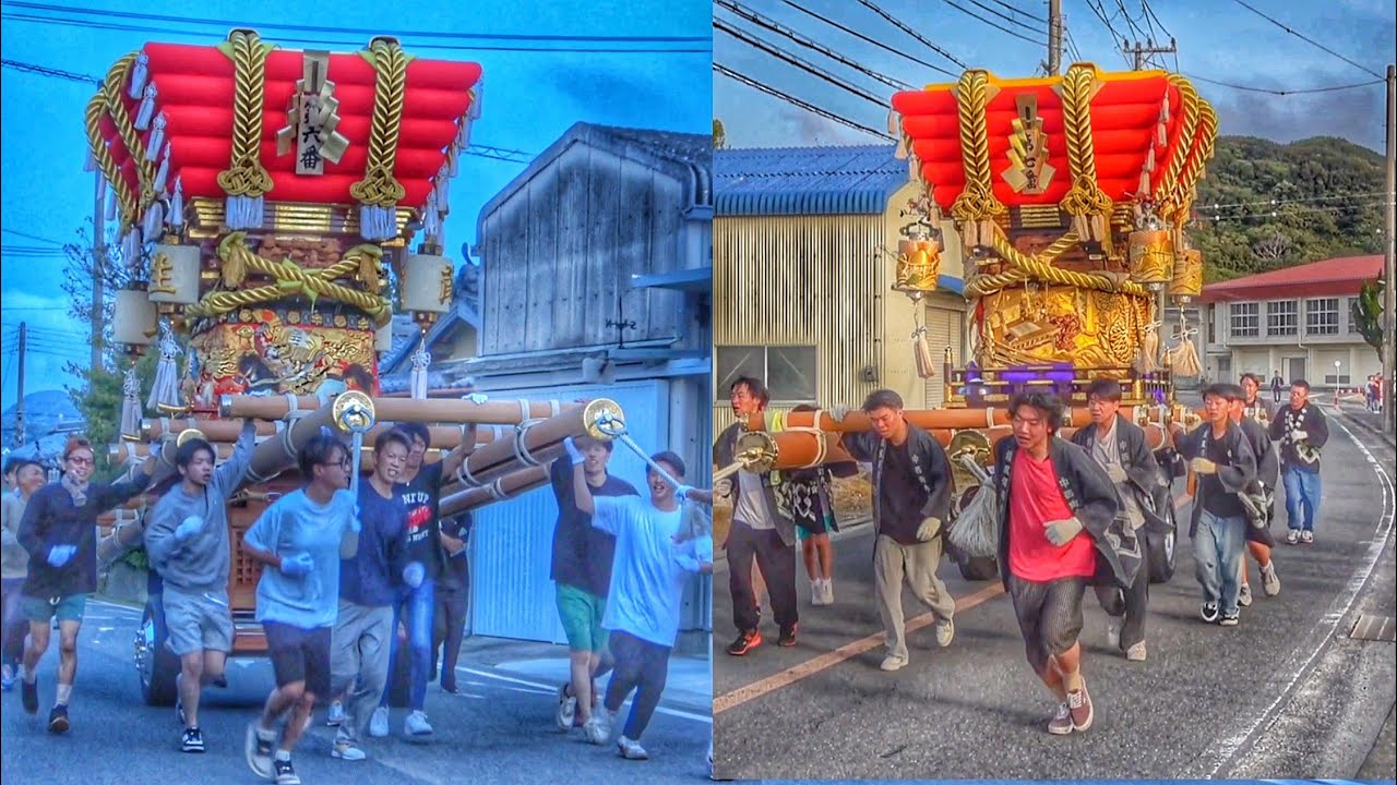 2025.4.19 南あわじ市 阿万 吹上·中西 だんじり 練り·道唄 亀岡八幡宮 春祭り 宵宮
