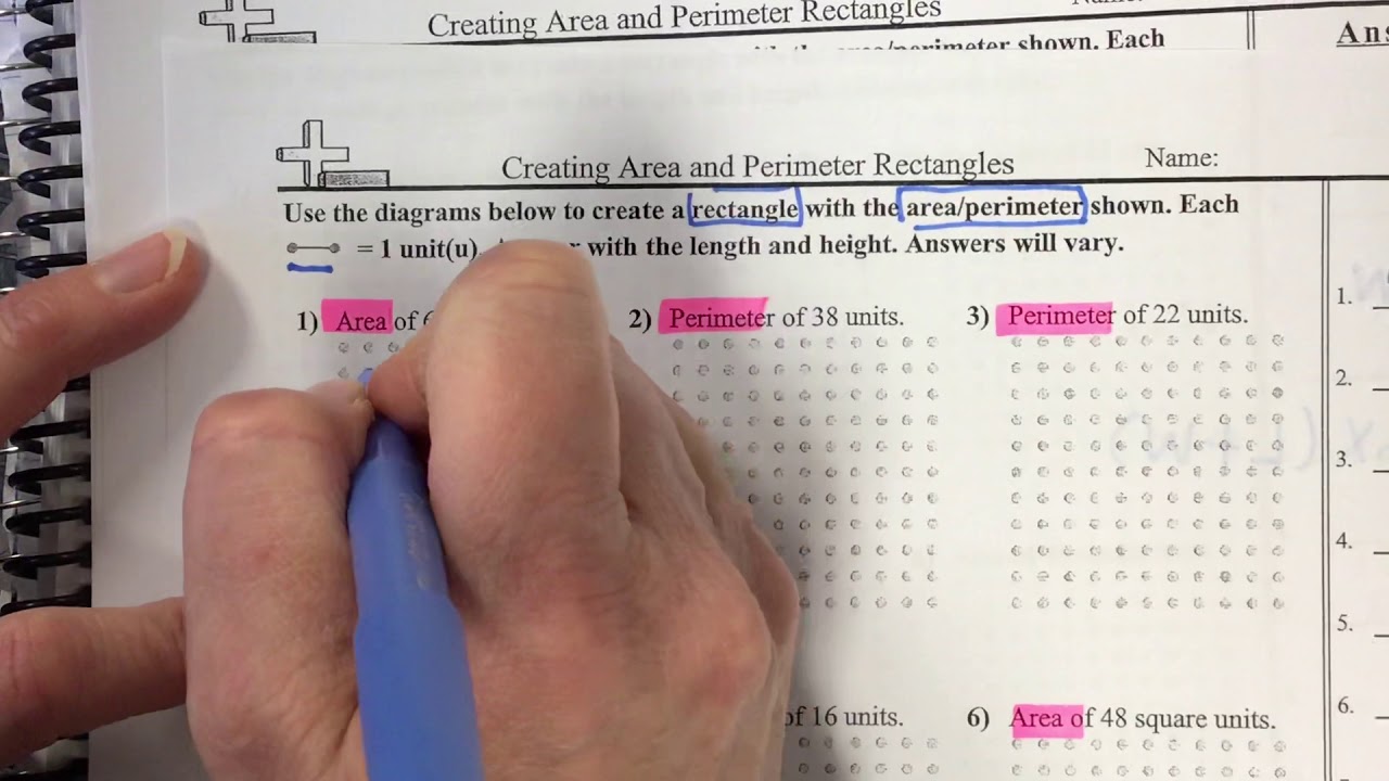 Creating Area And Perimeter Rectangles Youtube