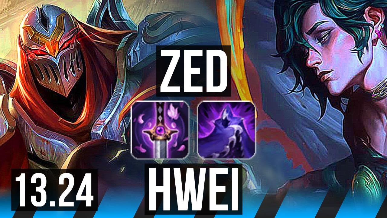 ZED vs HWEI (MID) | 7 solo kills, 1100+ games, 1.0M mastery | KR Master | 13.24