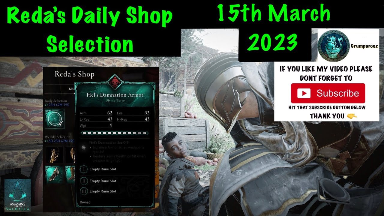REDA'S Daily Shop Selection HELS DAMNATION ARMOR 15/3/2023 ACValhalla