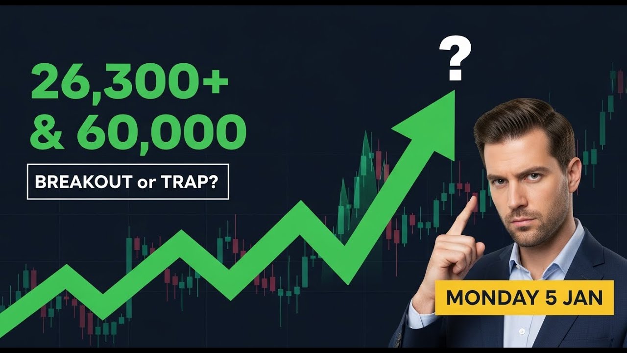 🔴 NIFTY 26,300+ & BANKNIFTY 60,000 BOOM! 🚀 Market Prediction for Monday  5 Jan 2026