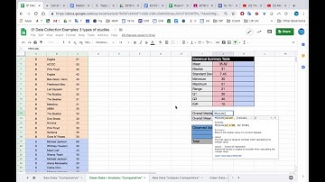 Summary Statistics Google Sheets