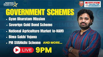 🔴GOVERNMENT SCHEMES | SBI & IBPS CLERK | BANKS EXAMS & SSC & RRB GROUP D| Sreedhar