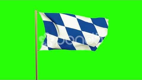 Bavaria Flag Waving In The Wind. Green Screen, Alpha Matte. Loopable Animation