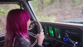 Kid Driving 1977 Ford F-250 Highboy Through Woods