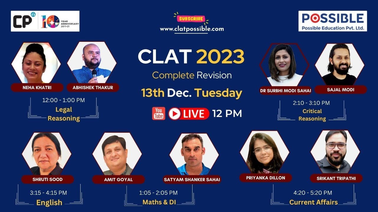 CLAT 2023 Complete Revision CLAT Possible YouTube CLAT 2023 Complete Revision CLAT Possible YouTube