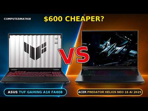 Acer Predator Helios Neo 16 AI 2025 vs Asus TUF Gaming A16 FA608 comparison video thumbnail
