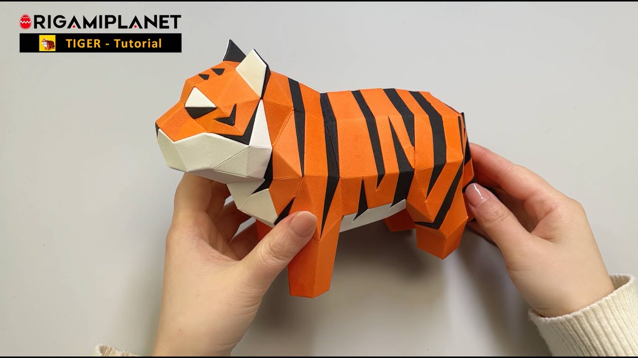 How to make a paper Tiger -DIY  3D paper craft Tiger | Origamiplanet 3D Tiger VideoTutorial