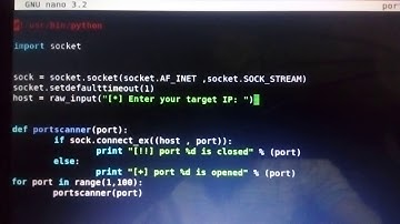 Coding a simple port scanner with python on Kali linux