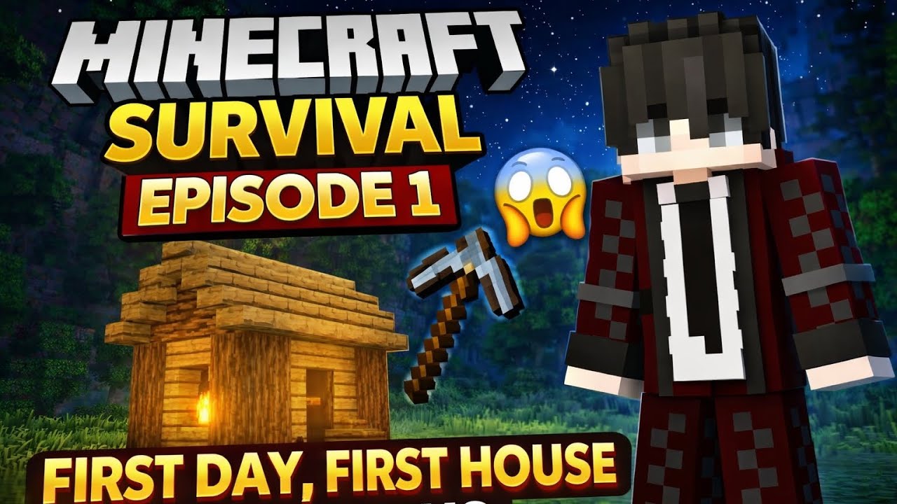Minecraft Survival Episode 1 😱 | First Day, First House & Big Plans 🔥# ...