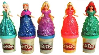 Play Doh Makeover Dresses for Disney MagiClip Princess Anna Queen Elsa Play-doh