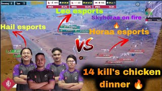 Horaa Esports most important 14 kill chicken dinner🔥| PUBG MOBILE RUTHLESS CLASH OF GIANTS SEASON 4|