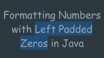Formatting Numbers with Left Padded Zeros in Java