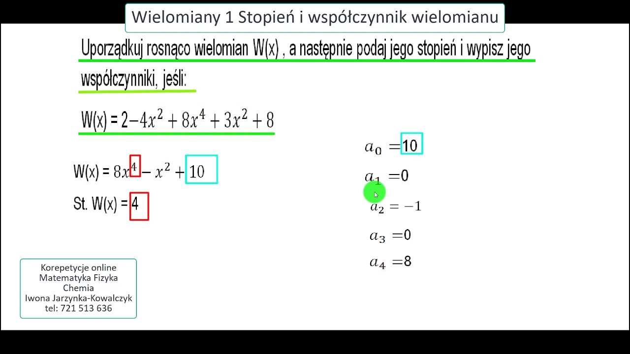 Wielomiany 1 Stopień i współczynnik wielomianu - YouTube