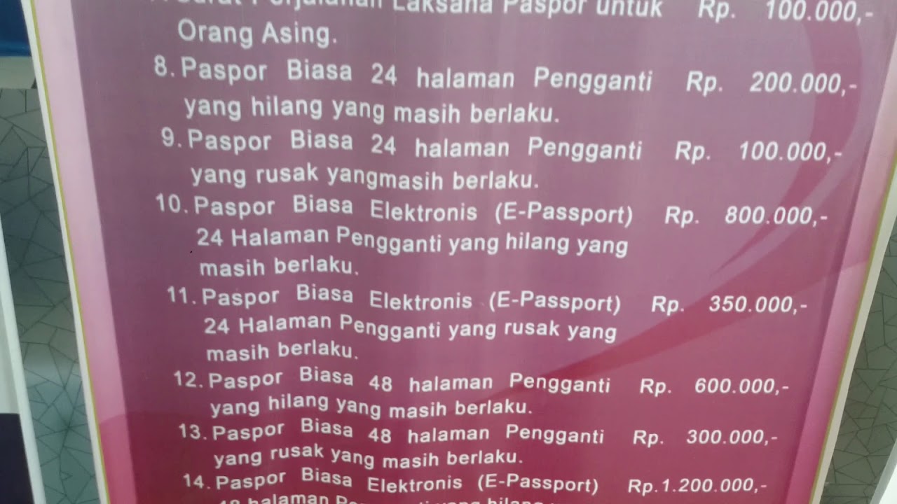 Biaya buat paspor terbaru 
