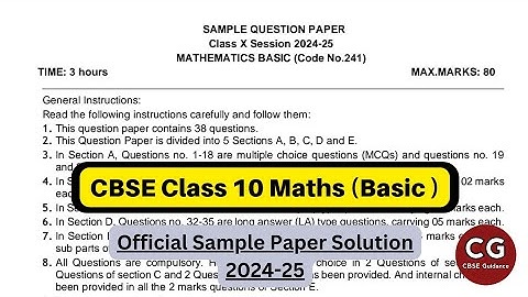 Class 10 Maths Basic Official Sample Paper 2024-25 | Full Solution in One Video with Tips