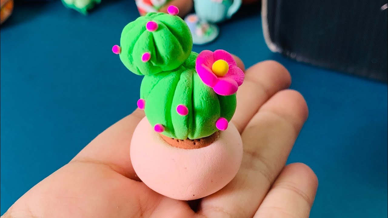 Clay craft miniature Cactus tutorial 🌵 - YouTube
