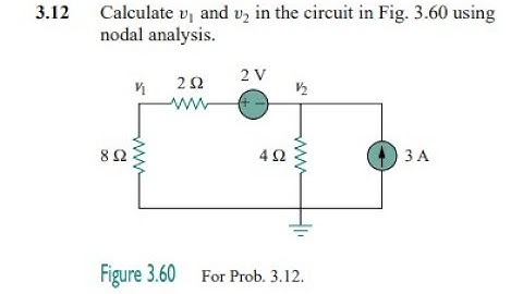 Using nodal analysis, find in the circuit of Fig 3.61.