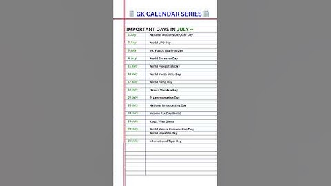 Important Dates of July #english #knowledge #indianmilitaryhistory #education