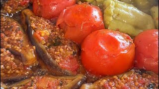 3 Bacı. Badımcan Biber Pomidor Dolması.
