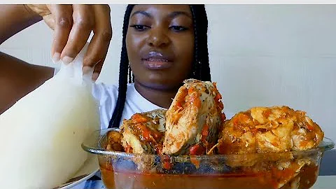 Asmr mukbang fish pepper soup with fufu