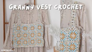 Tutorial Vest Rajut | How to Crochet Granny Square Vest | Part 2