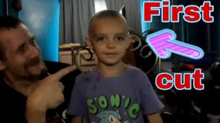 How to give a High and Tight, Military style Fade, fast hair cut. Buzz cut. 3,2,1,0.  Olivers first