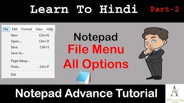 How to Notepad File Menu All Options || New, Open,Save, Page Setup, Print and Exit || Seekhe