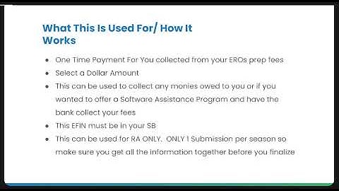 Collect a One Time Payment from Your ERO   REFUND ADVANTAGE ONLY