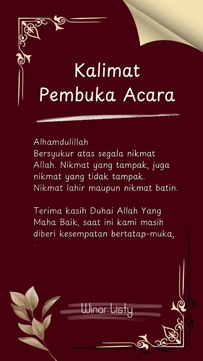 Kalimat Pembuka Acara #mukadimah #kalimatpembukaMC #hikmah #katasambutan #katamutiara