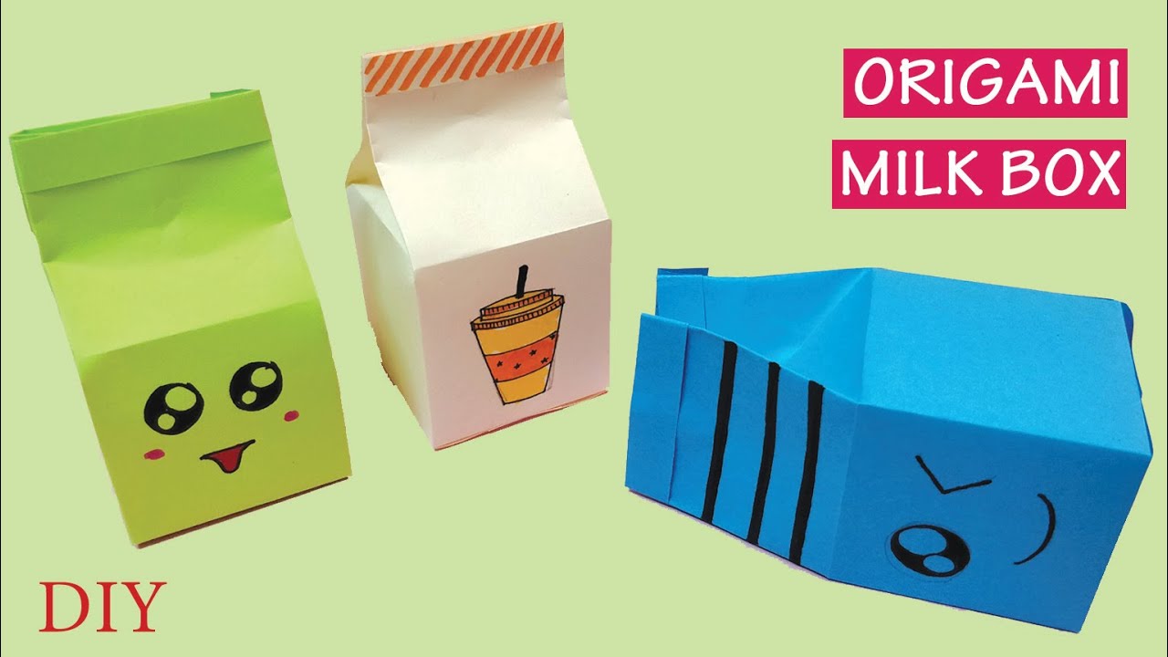 Origami Paper Milk Box Mini Paper Milk Carton Box PraKruthi Art