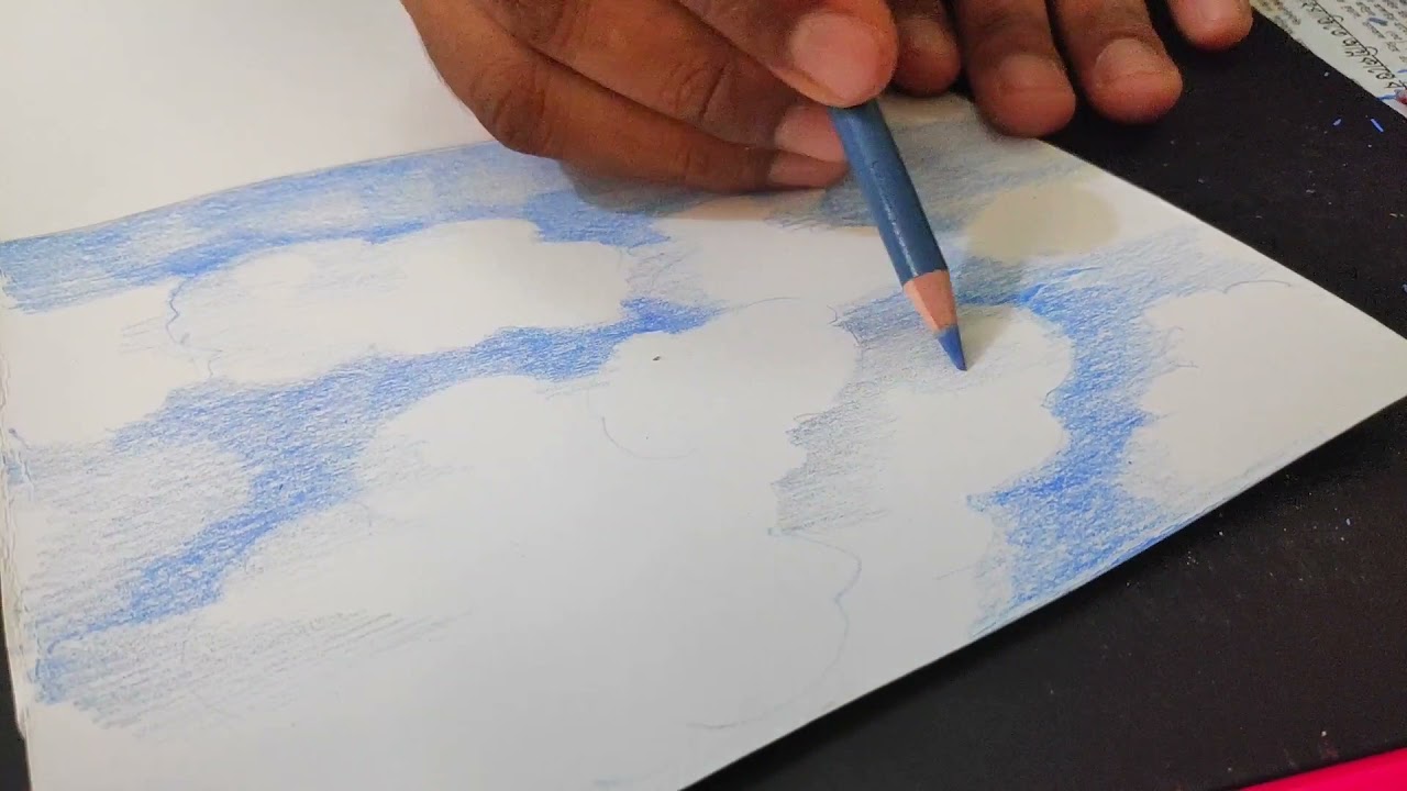 How to Draw Clouds /sky with Color Pencil Nusrat The Artist. YouTube