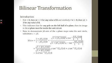 WEEK 14 PART 2 BILINEAR TRANSFORMATION PART 1