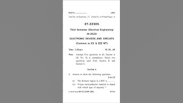 Electronic Device and Circuit question paper polytechnic #exam