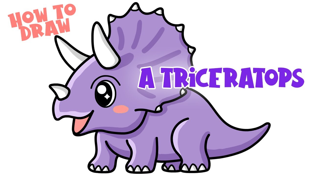 How To Draw A Cartoon Triceratops Step By Step Youtube