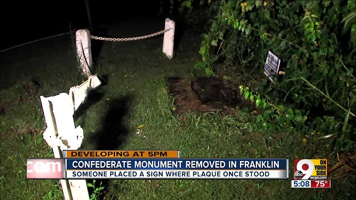 Sign placed where Confederate monument was removed...