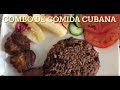 Combo de Comida Cubana, arroz congri cubano, masas de puerco frita, yuca con mojo. Comida Cubana.