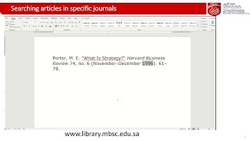 Searching articles in specific journal-MBSC Library