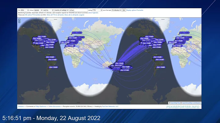 PSK Reporter 24hr FT8 Aus 40m Timelapse
