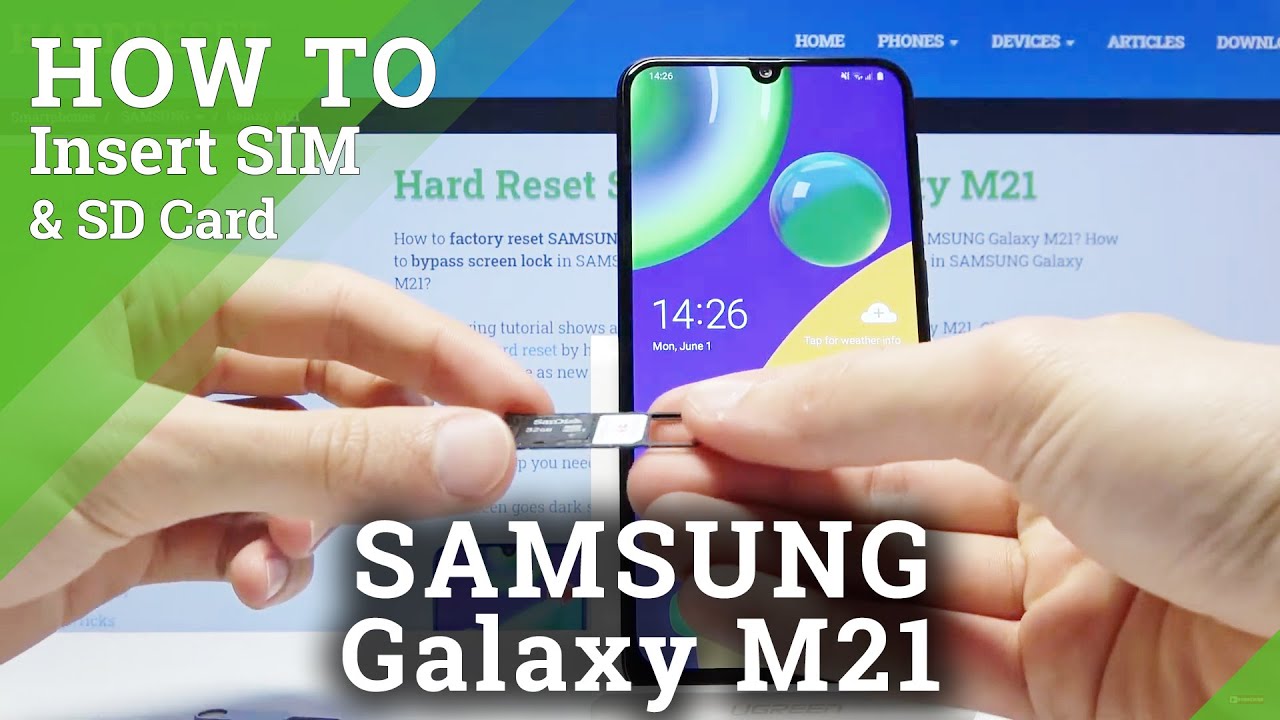 How To Insert Nano Sim Micro Sd Card To Samsung Galaxy M21 Find Card Slot Youtube