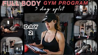 TOTAL BODY gym program | BODY RECOMP | day two - 3 Day Split - exercise, sets, reps