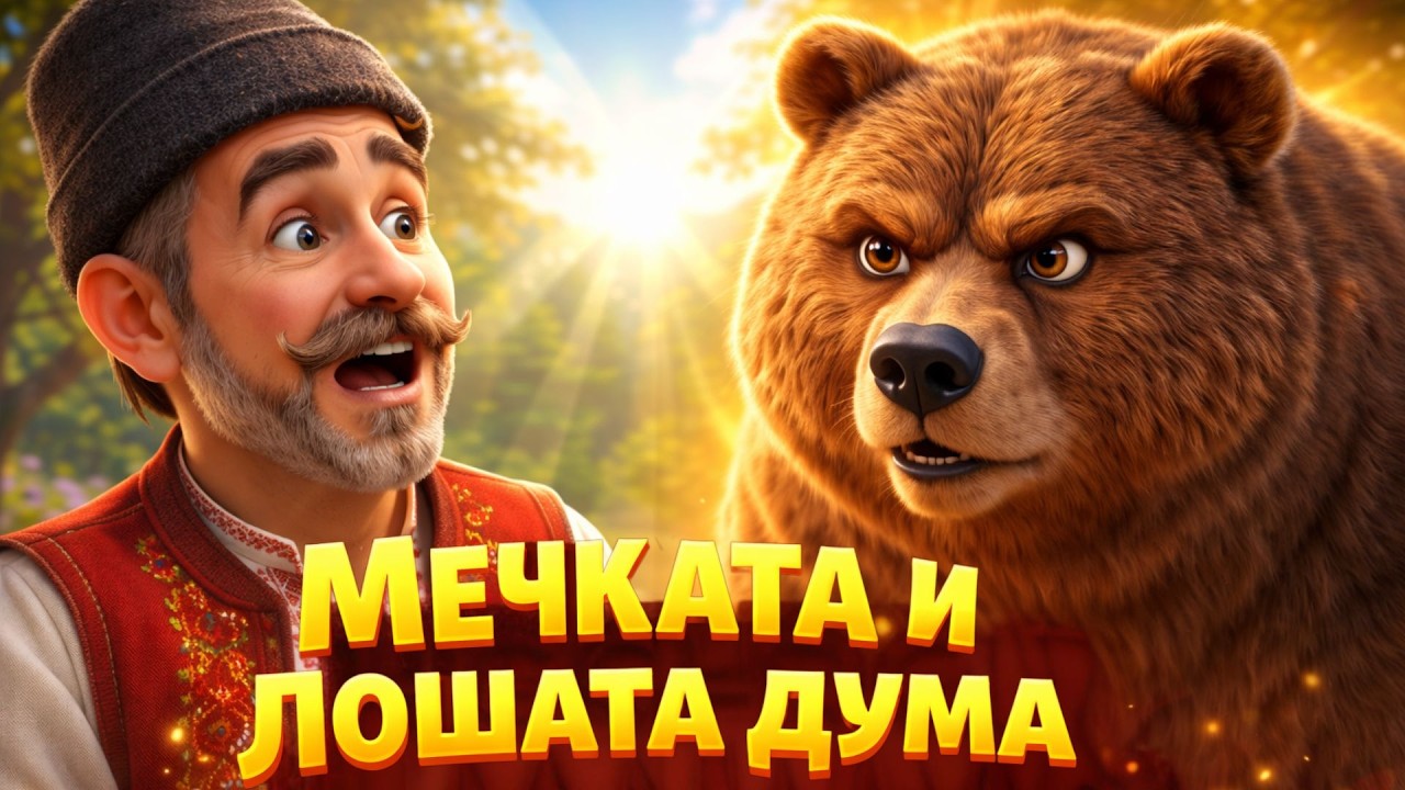 🐻💬МЕЧКАТА И ЛОШАТА ДУМА | 🐻Детска приказка за лека нощ - народна приказка🌲✨ Ран Босилек (БГ Аудио)