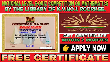National Level E-Quiz Competition On Mathematics I Free Verified Certificate I Digital Classroom I