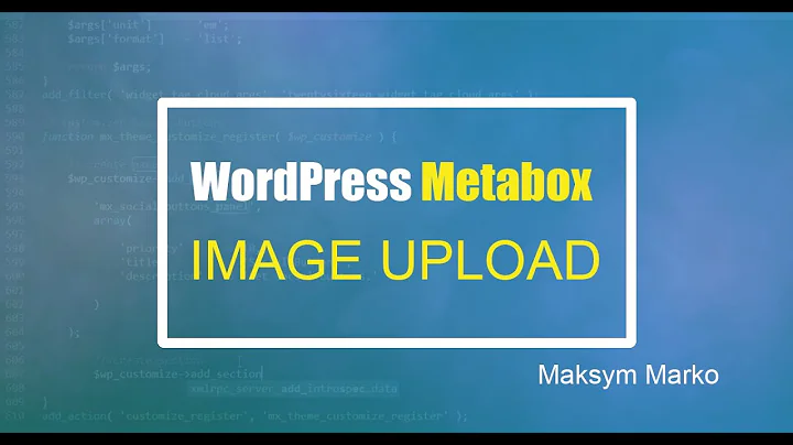 WordPress Metabox. Image upload.