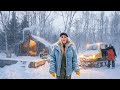 CRAZY Blizzard! Grooming Trails w/ Heavy Equipment, Demolishing Buildings &amp; Hot Tent Camping 