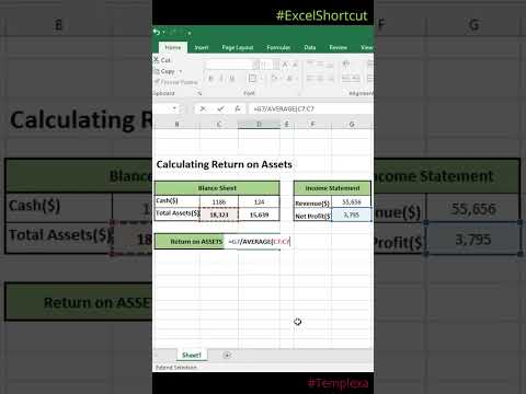 Financial Wisdom: Calculating Return on Assets (ROA) for Smart Investing 💼📈 #exceltutorial #ytshorts